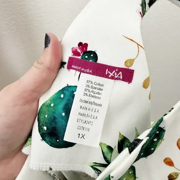 [Modcloth] Ixia Dashing Darling Succulent Cactus Retro A-Line Midi Dress Size 1X - Picture 12 of 12